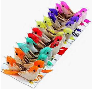 Mundeya Artificial Mini Birds Art Craft Animal Showpiece Pack of 24 Decorative Showpiece  -  3 cm