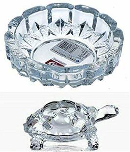 TANISHKA CREATIONS Crystal Turtle With Plate (Fengshui) For Good Health, Wealth , ) Decorative Showpiece  -  3.75 cm