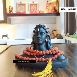 IDOLART Lord Adiyogi Shiva Statue with free rudraksha mala Decorative Showpiece  -  15 cm