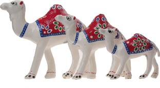 DreamKraft Handcrafted Set Of 3 Camel For Decoration And Gift Purpose Decorative Showpiece  -  12 cm
