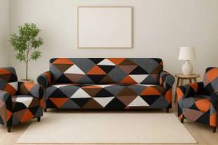 igi Polyester Geometric 3+1+1 Seater Sofa Cover