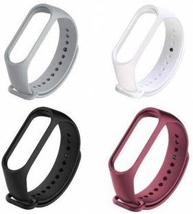 TECHNUV Soft Silicon Replacement MI Band Strap 3 & 4 (grey,white,black,wine red) Smart Band Strap