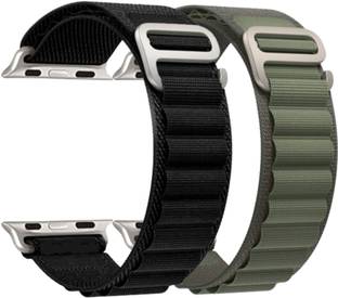 DARKFIT Trail Loop Bands/Straps Compatible with Watch 49mm 46mm 45mm 44mm 42mm, Adjustable Velcro Premium Strap for iWatch Ultra & Ultra 2 Series SE 10 8 7 6 5 4 3 2 1. (Only 2 Pcs Trail Loop Strap, Watch NOT Included) Smart Watch Strap (Black, Blue) Smart Watch Strap