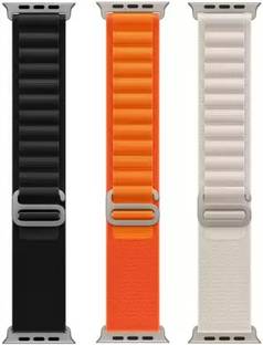 Geo SPORTS Alpine Loop Nylon Bands/Straps Compatible with Watch 49mm 45mm 44mm 42mm Men & Women, Adjustable Strap with Metal G-Hook Premium black, orange and white Strap for iWatch Ultra Series SE 8 7 6 5 4 3 2 1 (Only Alpine Loop Strap for Apple iWatch, Watch NOT Included) Smart Watch Strap