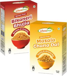 wheafree Gluten Free Namkeen Combo - Bikanery Bhujia (400g) + Masala Chana Dal (400g) Combo Box
