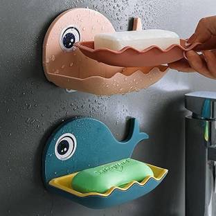 OYSTIO Pack of 2 Beautiful Fish Design Wall Mounted Self Draining Soap Case x2.28