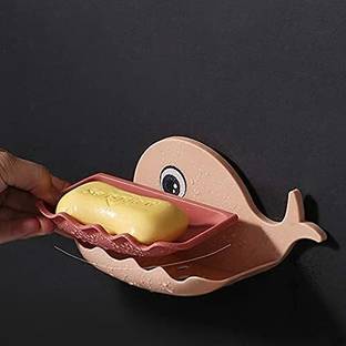 Zenvio Self Adhesive Wall Mounted Soap Stand Holder Dispenser for Bathroom Kitchen Plastic Wall Shelf