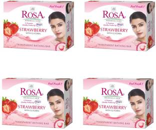 ROSA Transparent Strawberry Gel Soap I Skin Conditioners I Bathing Bar I * 4