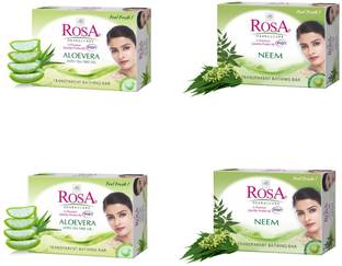 ROSA Transparent Aloevera & Neem Gel Soap | Skin Conditioners I Pack of 4 g