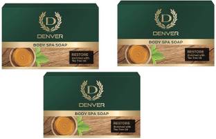 DENVER Restore Body Spa Soap - 125GM Each (Pack of 3) | Enriched With Tea Tree Oil