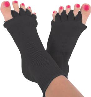 USOXO Cotton Foot Alignment Socks I Finger Toe Separator I Free Size for Men & Women Foot Support
