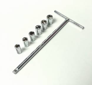 TOM 1/4" Drive T-6 T-Handle Socket Set with (8, 10, 11, 12, 13, 14 mm) 6 Sockets Socket Set