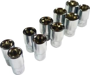 TOM 1/4" Square Drive 8, 9, 10, 11, 12 mm x2 Chrome Vanadium Steel Hardened Socket Set