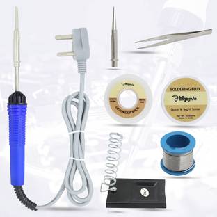 Hillgrove 7in1 25W Soldering Iron Kit | 5 Meter Soldering Wire | Pointed Bit | Soldering Flux | Stand | Wick | Tweezer 25 W Simple
