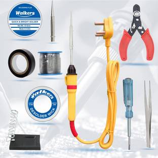 Walkers Beginners 10in1 Mobile Soldering Iron Equipment Tool Machine Combo Kit Set with Flux Paste and Wire 25 W Simple
