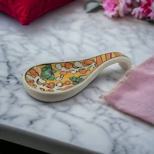 RAFOLEEN Ceramic Spoon Rest Large Orange Pack of 1 Disposable Ceramic Serving Spoon