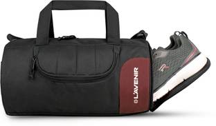L'AVENIR Black/Red Gym Bag for Men & Women with Side Shoe Pocket