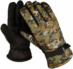 Krystle Men's and Women's Woolen Warm Army Printed Gloves (Green, Free Size) Climbing Gloves