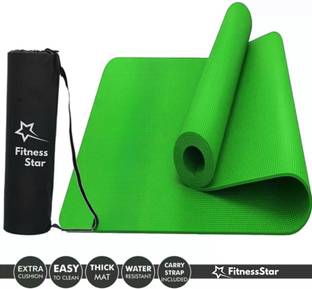 FitnessStar EVA Anti Slip Home Exercise Gym Workout for Men Women Kids with Carry Strap Green 4 mm Yoga Mat