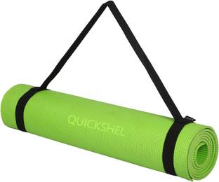 Quick Shel 100% EVA Eco Friendly Mat, Exercise & Gym Mat With Yoga Strap Green 4 mm Yoga Mat