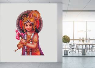 parth décor 84 cm shree krishna wall sticker Self Adhesive Sticker