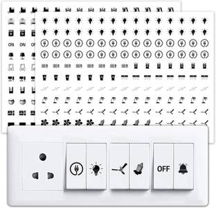RSB HUB 1.5 cm Transparent Switch ID Stickers for Switch Boards, 46 Designs, Self Adhesive Sticker