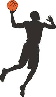 Azan Creation 50.8 cm Basketball Wall Sticker for Bedroom Size - 50X88 CM Self Adhesive Sticker