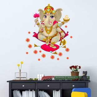 Delight Art 58 cm Shree Ganesh Wall Sticker Size - ( 43*58 ) cm Self Adhesive Sticker