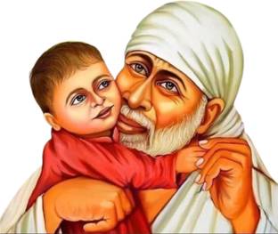 SAI DESIGNS 99 cm SHIRDI SAI Baba with Kid wall Stickerwall sticker48X73) Self Adhesive Sticker