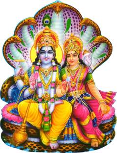 Saiii Designs 58 cm Vishnu Dev And Mata Self Adhesive Sticker