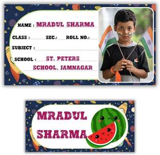 AanyaCentric 10 cm Notebook Name Slip(9.7cm x 5.2cm) and Name Tags(7cm x 3.3cm) Self Adhesive Sticker