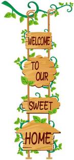 K2A Studio 60 cm Welcome to Our Sweet Home Door Wall Sticker Multicolor Pvc Vinyl Self Adhesive Sticker