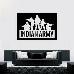 JNM Enterprise 60 cm UNIQUE DECALS Indian Army Get Ready to War With the Enemy self adhesive Decals decorative wall sticker (PVC vinyl black Declas ) Size 90x 60 cm Self Adhesive Sticker