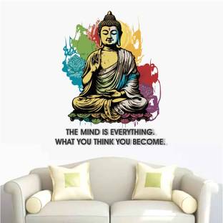 Azan Creation 50 cm Buddha with Quote Wall sticker & Mural sticker Size - 50x60cm Self Adhesive Sticker
