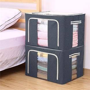 MOOZICO Large Capacity Multifunction Foldable Storage Bag with Steel Frame Clothes Cover