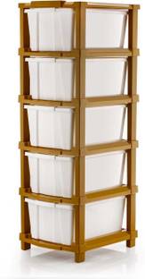 RISEM INTERNATIONAL Jumbo 5XL Plastic Modular Drawer System for Home Office Hospital Parlor School Plastic Free Standing Chest of Drawers