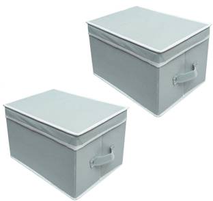 Mteaser Foldable Storage Organizer with Lid for Toys, Baby cloth, Books |Set of 2 Storage Box