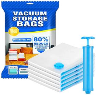 ND BROTHERS 5Pack Vacuum Compression Storage Bags With Pump,Space Saver Sealer Bag ND143 Travel Storage Vacuum Bags