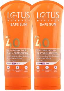 LOTUS HERBALS Sunscreen - SPF 40 PA+++ Safe Sun 3-In-1 Matte Look Daily Sunblock