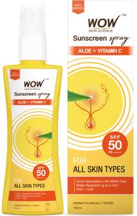 WOW SKIN SCIENCE Sunscreen - SPF 50 UV Water Transparent Sunscreen Spray SPF 50 - Quick Absorbing,Oil Free,Non Sticky-with Raspberry & Carrot Seed Extract-No Parabens, Silicones, Mineral Oil, Color & Benzophenone-100mL