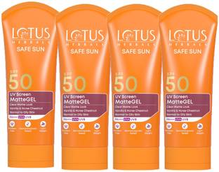 LOTUS Sunscreen - SPF 50 PA+++ Safe Sun UV Screen Matte Gel with (( Pack 4 )) (( 400g ))