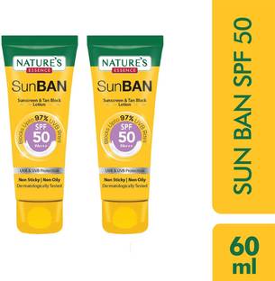 Nature's Essence Sunscreen - SPF 50 PA+ Sunban SPF 50 PA+++ Sunscreen & Tan Block Lotion Each Pack 60ml