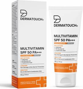 Dermatouch Sunscreen - SPF 50 PA+++ Multivitamin Gel | UVA-UVB Protection | Zero White Cast
