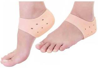 MEZIRE Silicon Gel Heel Socks for Moisturize and Heal Dry Cracked Heels Heel Support (Free Size, White) Heel Support