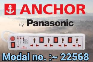 ANCHOR By Panasonic Spike Guard 4 Switch ( Universal Socket ) Indivisual Switch- 22568 4  Socket Extension Boards