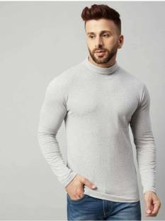 Solid Men Grey T-Shirt