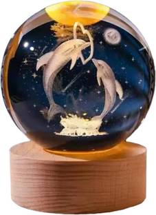 carempire 3D Inner Carved Lighting Crystal Ball, Decorative Crystal Ball with LED Base Table Lamp