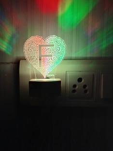 DIONA Alphabet F Heart Shape 3D Illusion Led Multi Color Changing Home Decor Light Night Lamp