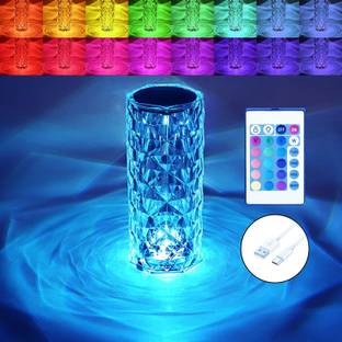 MOOZMOB Rechargeable Crystal LED Lamp with 16 Color Changing Modes Rose Diamond Table Lamp with Touch and Remote Control LED Crystal Table Lamp for Bedroom and Home Led Light