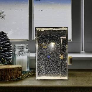 CRIYALE Snowfall Lamp, Street Light Snow Globe, Handmade DIY Snow Scenery Night Light Table Lamp